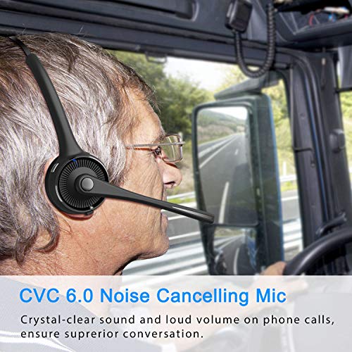 Bluetooth Headset, Wireless Headset with Microphone & Charging Base, V5.0 Noise Cancelling Mic