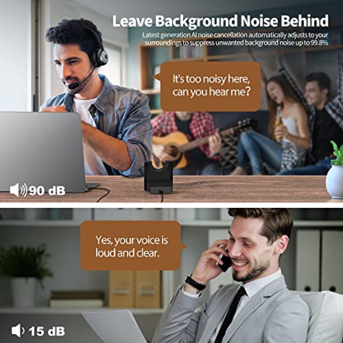 5.0 Wireless Headset AI Noise Cancelling Microphone and Charging Base