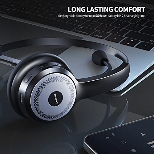 5.0 Wireless Headset AI Noise Cancelling Microphone and Charging Base