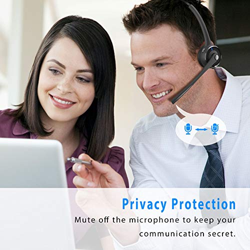 Bluetooth Headset, Wireless Headset with Microphone & Charging Base, V5.0 Noise Cancelling Mic